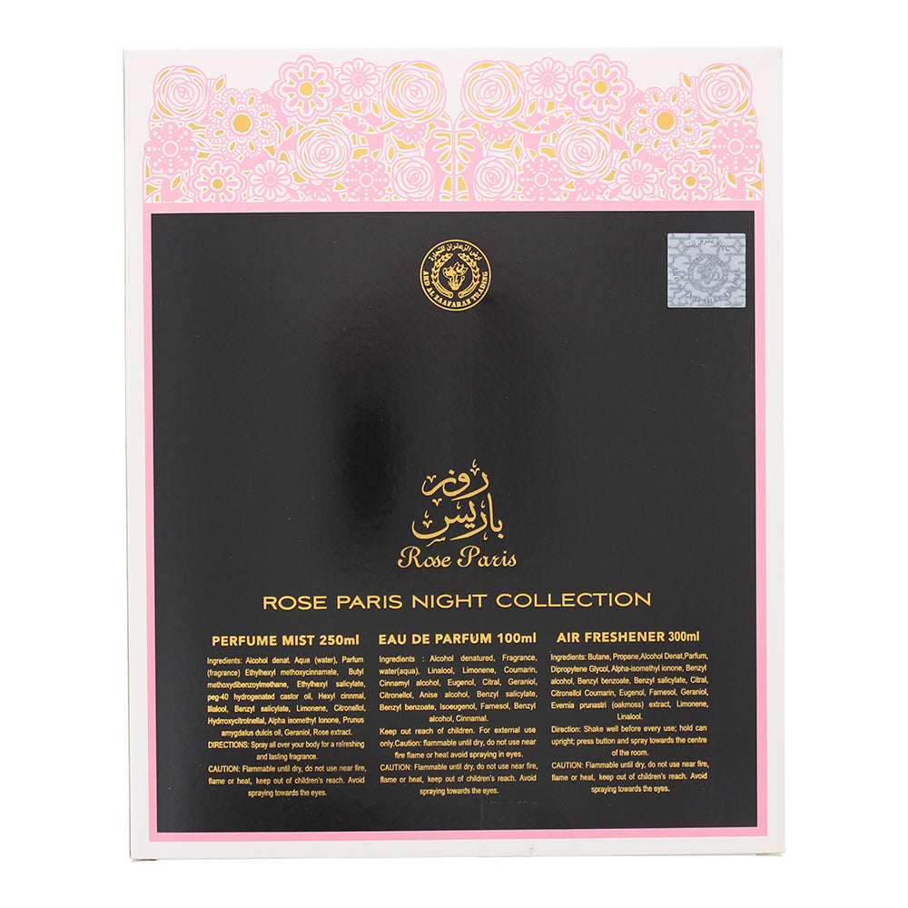 Ard Al Zaafaran Rose Paris Night 3 Piece Gift Set: Eau de Parfum 100ml - Perfume