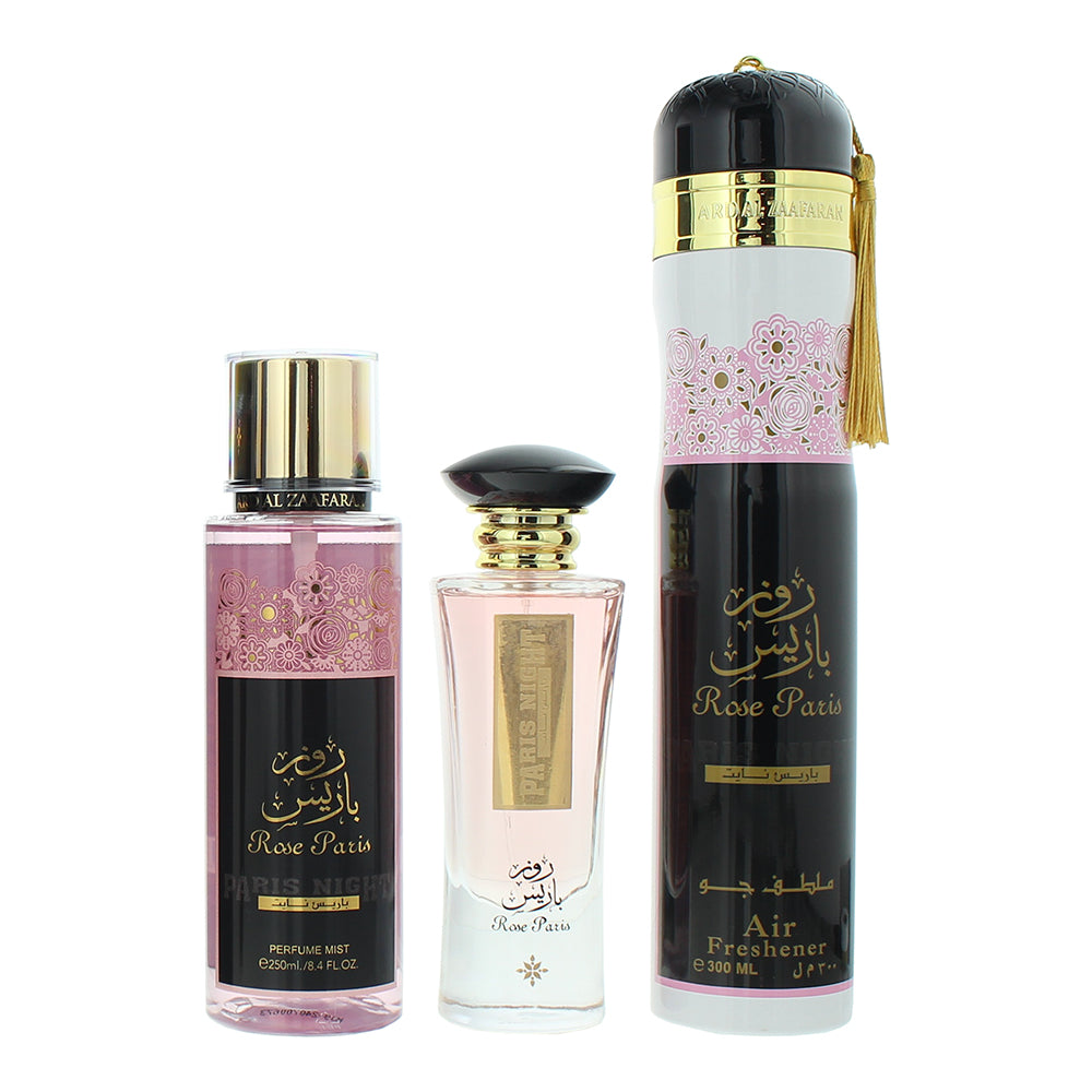 Ard Al Zaafaran Rose Paris Night 3 Piece Gift Set: Eau de Parfum 100ml - Perfume - Product