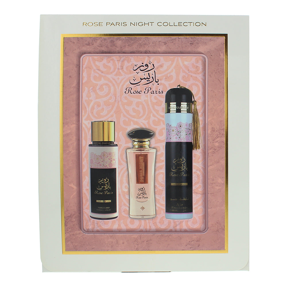 Ard Al Zaafaran Rose Paris Night 3 Piece Gift Set: Eau de Parfum 100ml - Perfume - Box