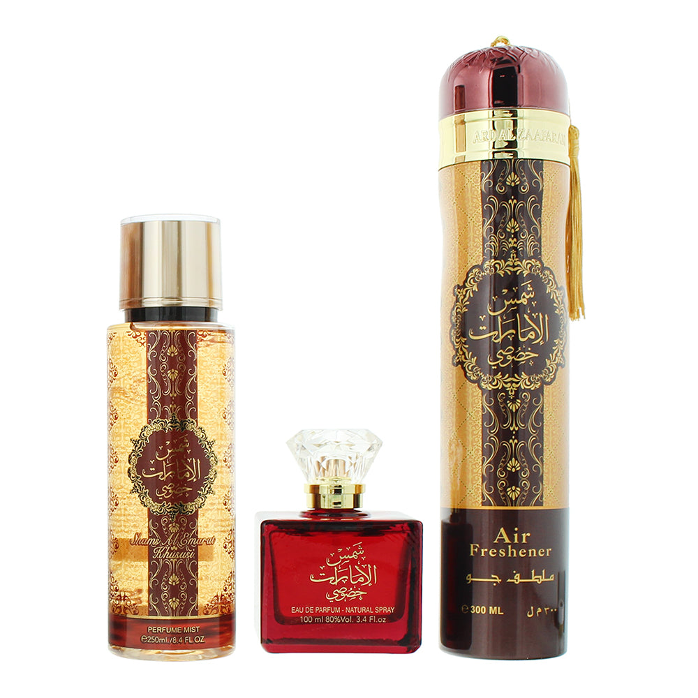 Ard Al Zaafaran Shams Al Emarat Khususi 3 Piece Gift Set: Eau de Parfum 100ml - P - Product