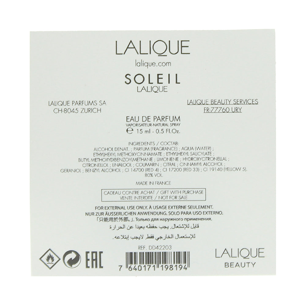 Lalique Soleil Eau de Parfum 15ml