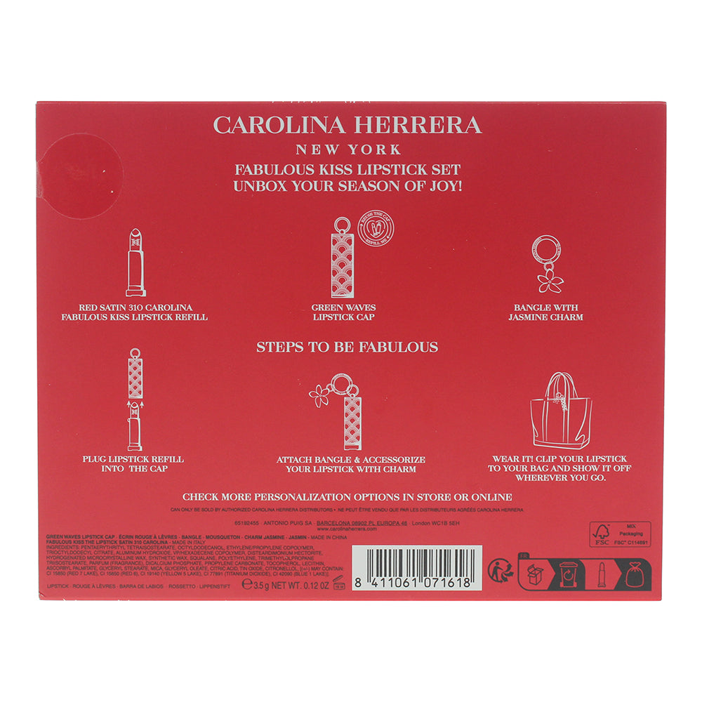 Carolina Herrera Fabulous Kiss 3 Piece Gift Set: Satin Red 310 Lipstick 3.5g - J