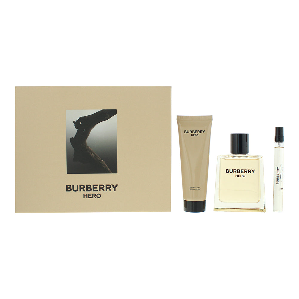 Burberry Hero For Men 3 Piece Gift Set: Eau De Toilette 100ml - Shower Gel 75ml 