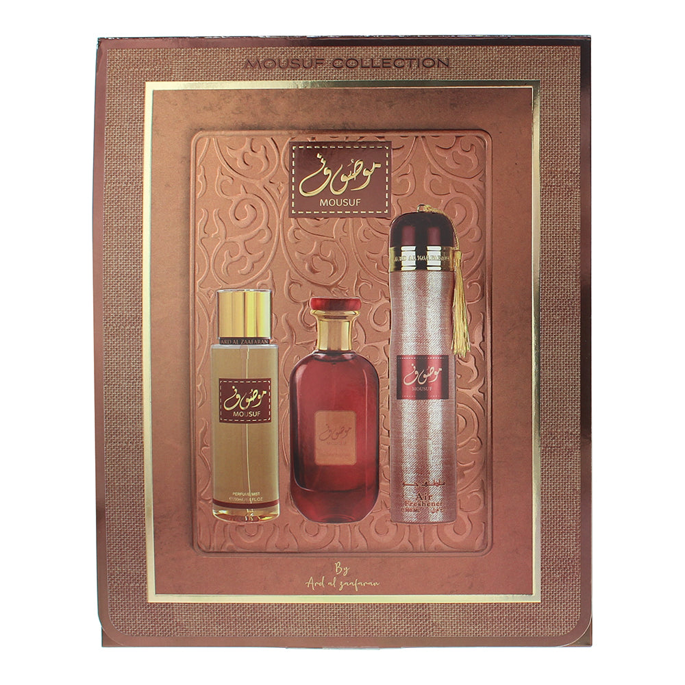 Ard Al Zaafaran Mousuf 3 Piece Gift Set: Eau de Parfum 100ml - Perfume Mist 250m - Box