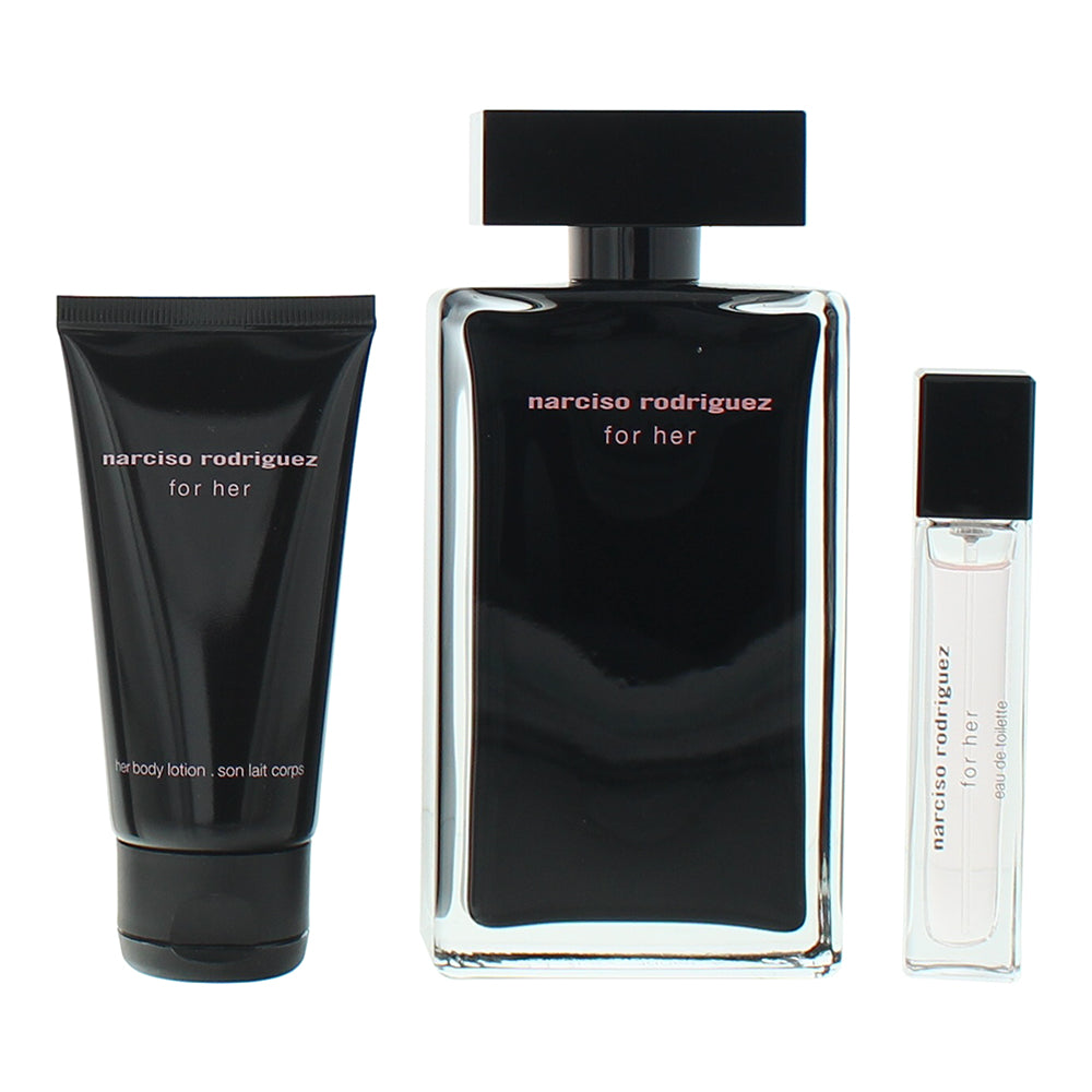 Narciso Rodriguez For Her 3 Piece Gift Set: Eau de Toilette 100ml - Body Lotion  - Product