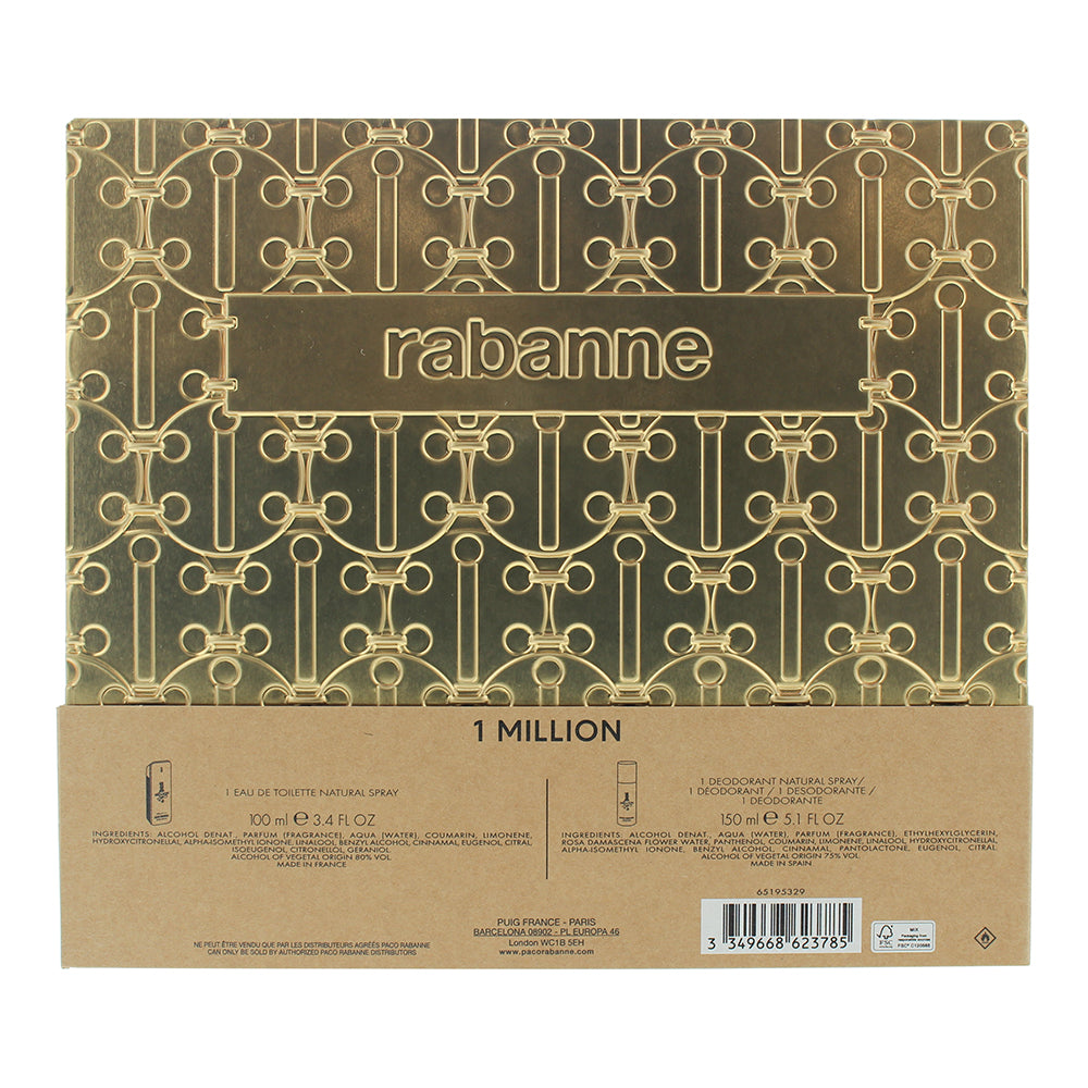 Paco Rabanne 1 Million 2 Piece Gift Set: Eau de Toilette 100ml - Deodorant Spray