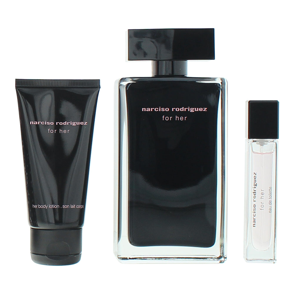 Narciso Rodriguez For Her 3 Piece Gift Set: Eau de Toilette 100ml - Body Lotion  - Product