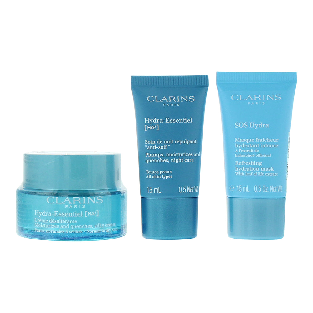 Clarins Hydra-Essentiel 3 Piece Gift Set: Day Cream 50ml - Scrub 15ml - Hydra Ma - Product