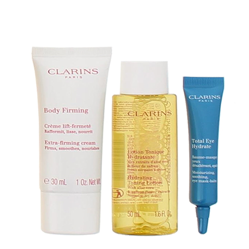 Clarins 4 Piece Gift Set: Toning Lotion 50ml - Eye Mask Balm 7ml -Body Firming C - Product