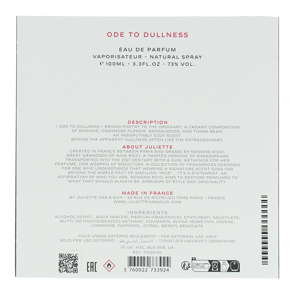 Juliette Has A Gun Ode To Dullness Eau de Parfum 100ml