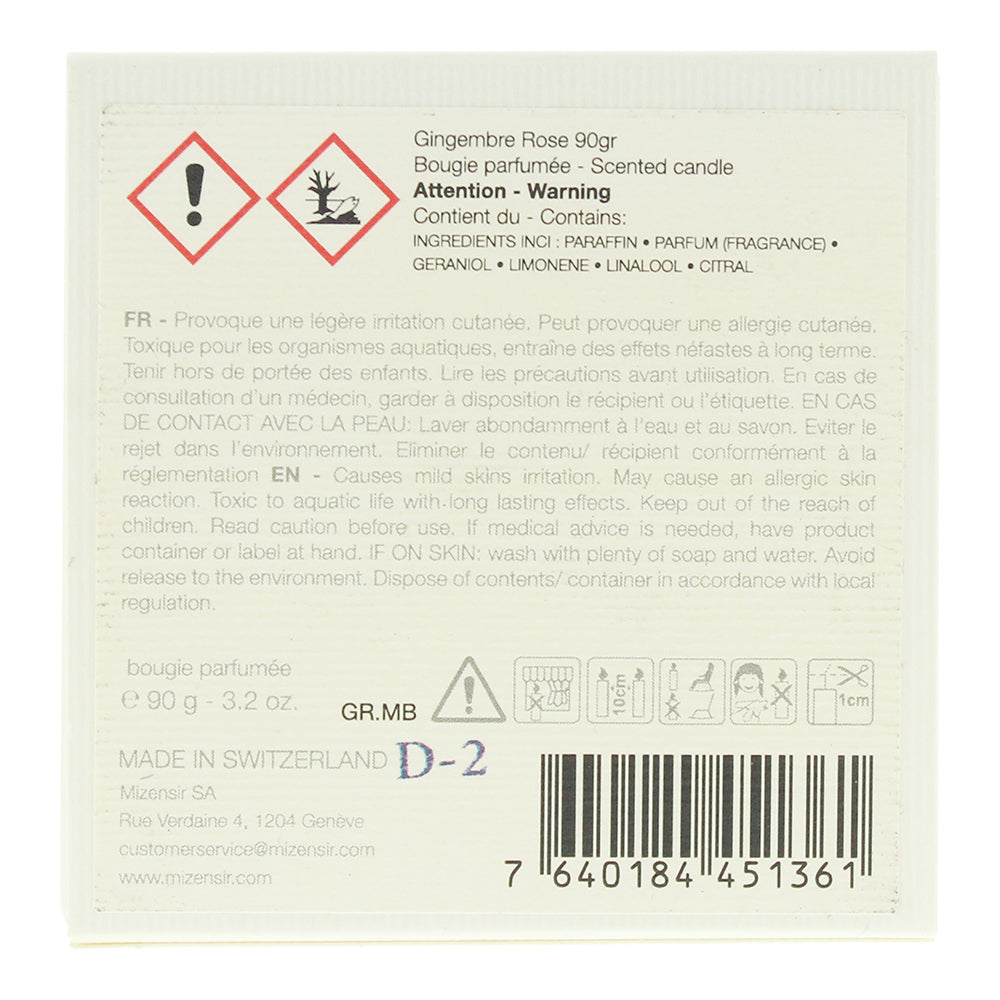 Mizensir Gingembre Rose Scented Candle 90g