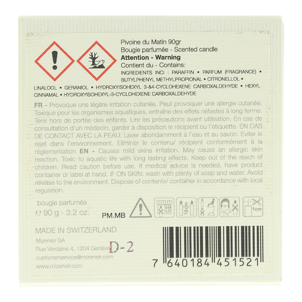 Mizensir Pivoine Du Matin Scented Candle 90g