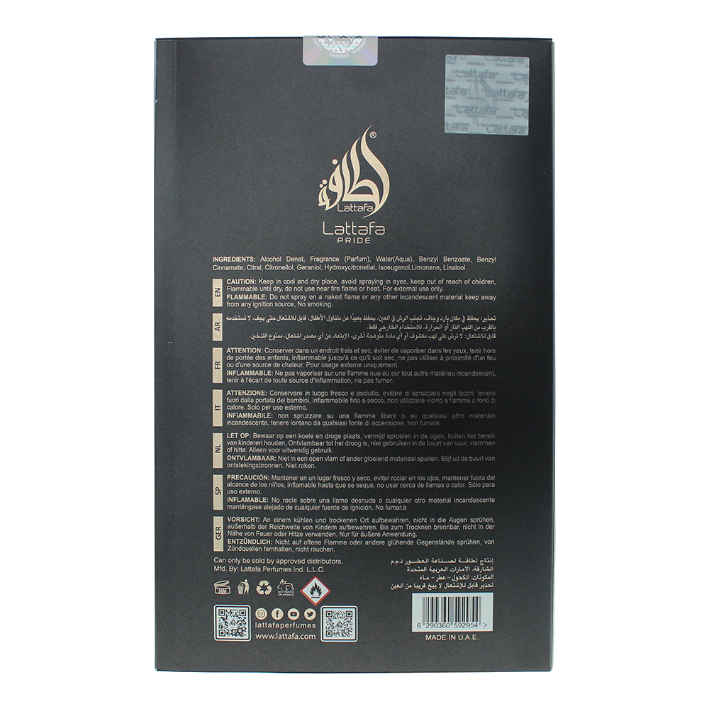 Lattafa Pride Gharam Eau de Parfum 100ml - Ingredients