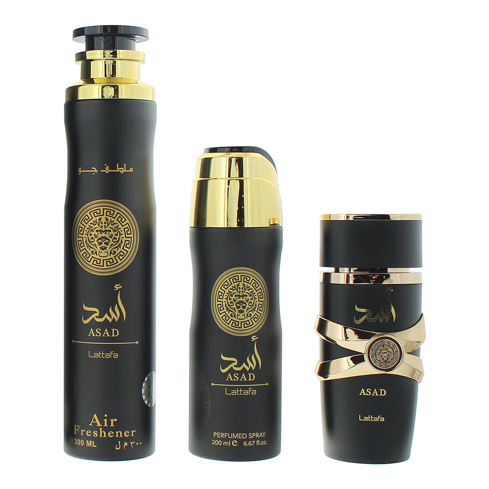 Lattafa Asad 3 Piece Gift Set: Eau de Parfum 100ml  - Product