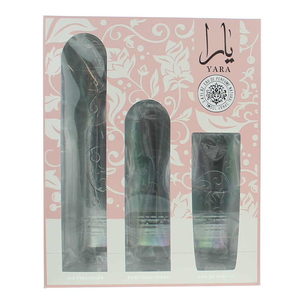 Lattafa Yara 3 Piece Gift Set: Eau de Parfum 100ml -  Air Freshner 300 ml- Perfu - Box