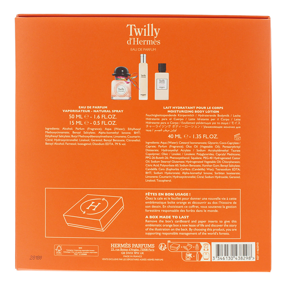 Hermès Twilly D'hermès 3 Piece Gift Set: Eau de Parfum 50ml - Eau de Parfum 15ml