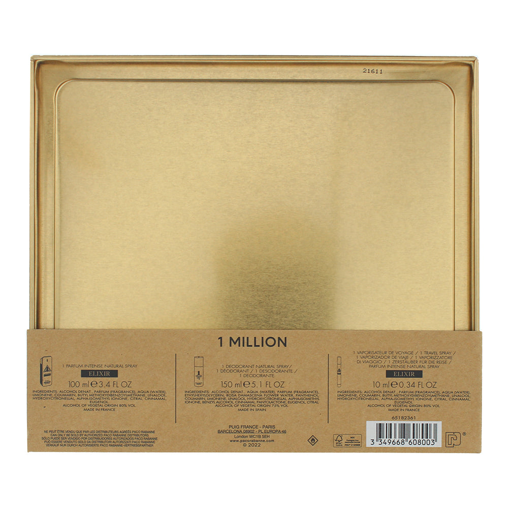 Paco Rabanne 1 Million Elixir Parfum Intense 3 Piece Gift Set: Eau de Parfum 100