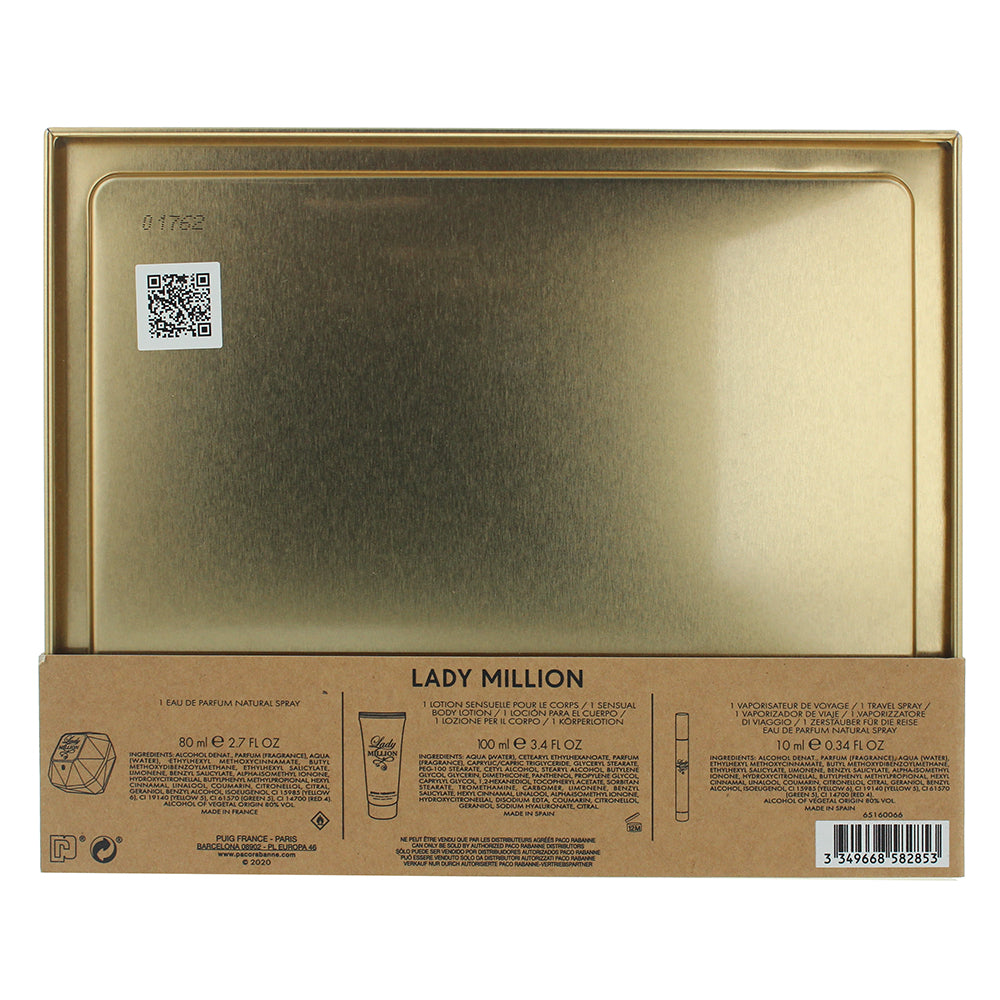 Paco Rabanne Lady Million 3 Piece Gift Set: Eau de Parfum 80ml - Eau de Parfum 1