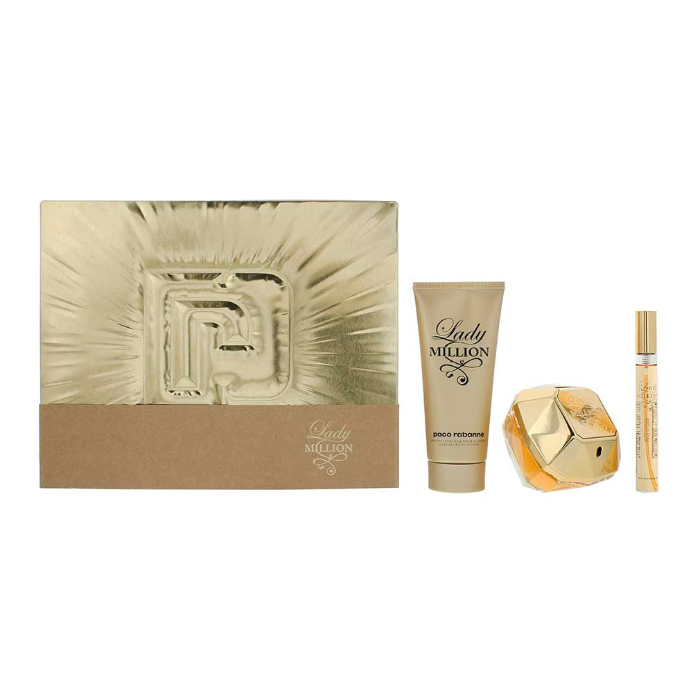 Paco Rabanne Lady Million 3 Piece Gift Set: Eau de Parfum 80ml - Eau de Parfum 1