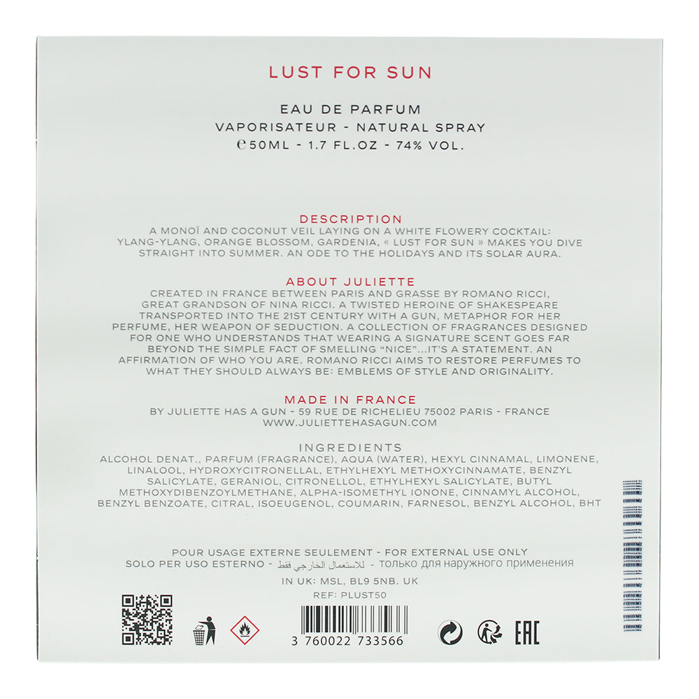 Juliette Has A Gun Lust For Sun Eau de Parfum 50ml