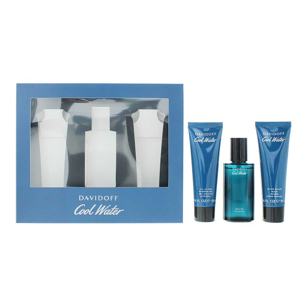 Davidoff Cool Water 3 Piece Gift Set: Eau de Toilette 40ml - Shower Gel 50ml - A