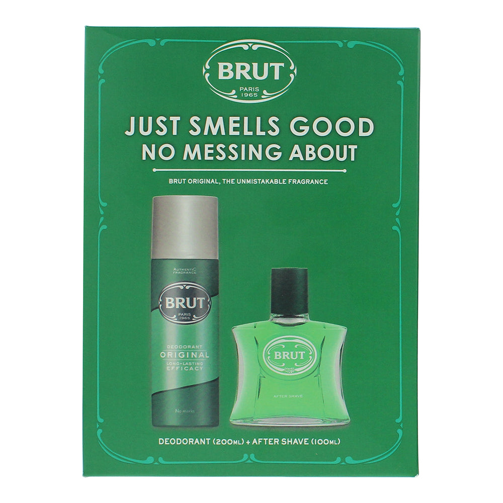 Brut Original 2 Piece Gift Set: Aftershave 100ml - Deodorant Spray 200ml - Box