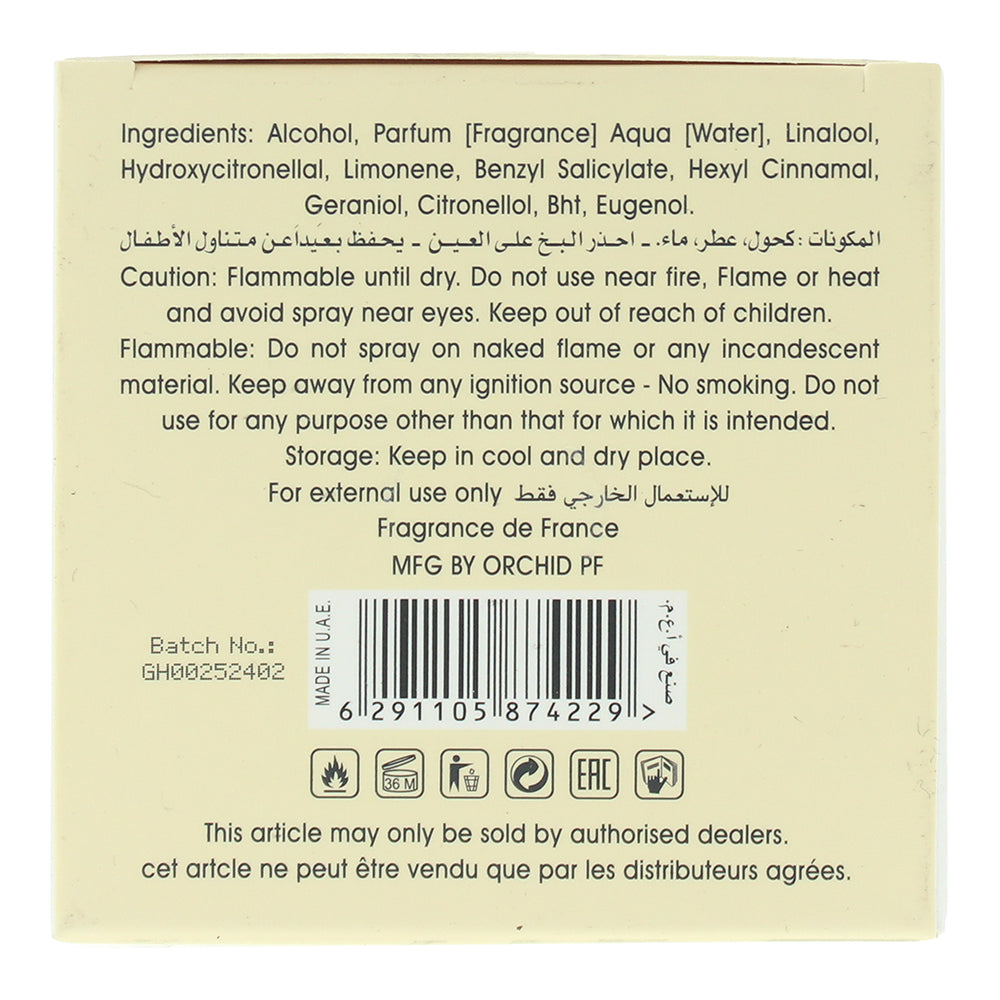 Rotana Gharam Eau de Parfum 100ml - Ingredients
