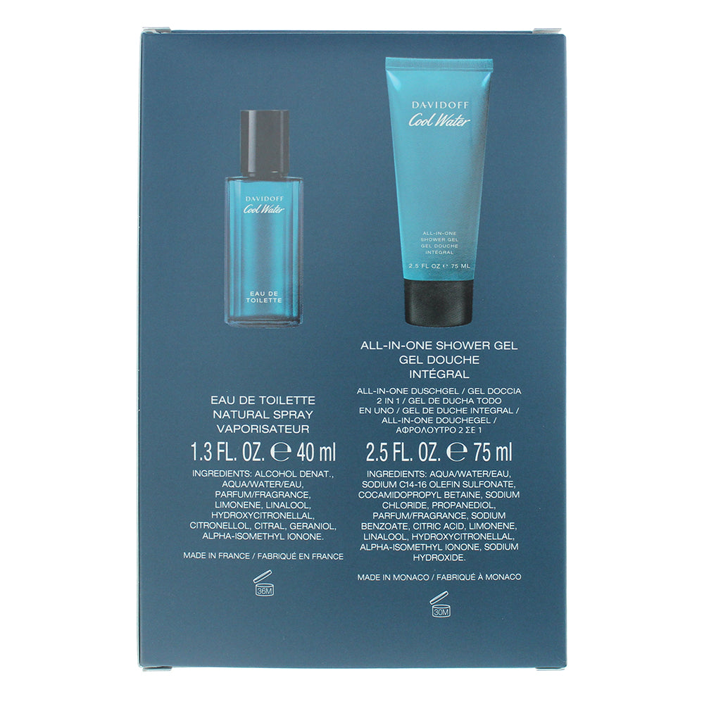 Davidoff Cool Water For Him 2 Piece Gift Set: Eau de Toilette 40ml - Shower Gel