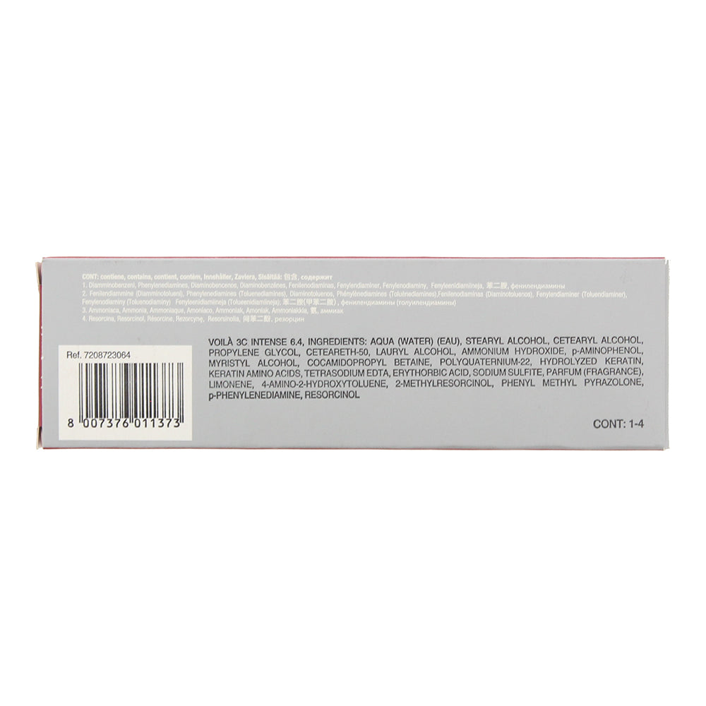 Intercosmo Voilà 3C Intense 6.4 Dark Copper Blonde Hair Colour 60ml - Ingredients