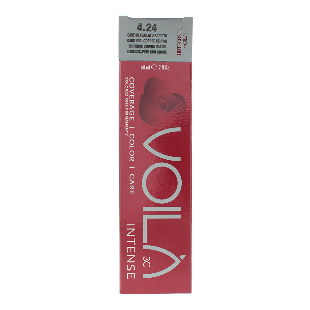 Intercosmo Voilà 3C Intense 4.24 Dark Irdi Copper Brown Hair Colour 60ml - Box