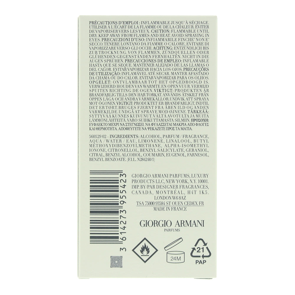 Giorgio Armani Acqua Di Giò Eau de Parfum 30ml - Ingredients