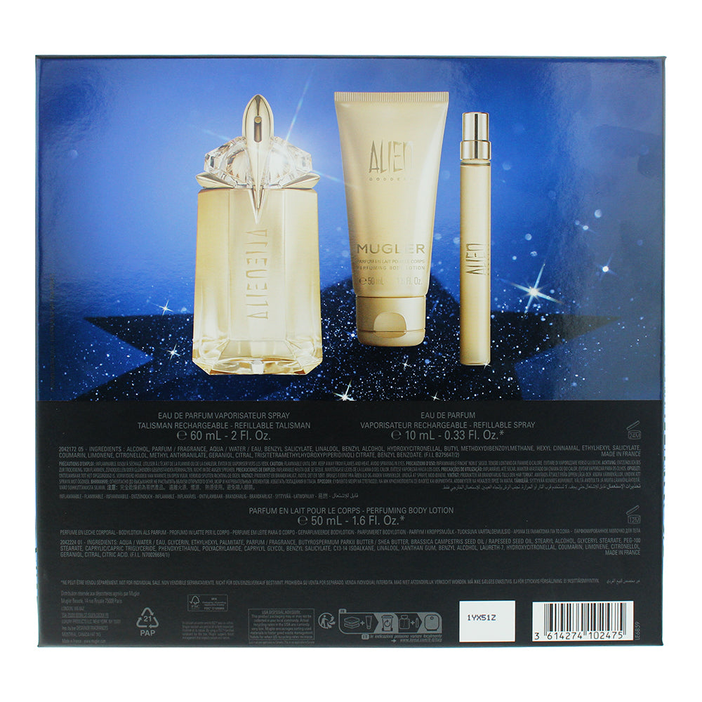 Mugler Alien Goddess 3 Piece Gift Set: Eau de Parfum 60ml - Eau de Parfu