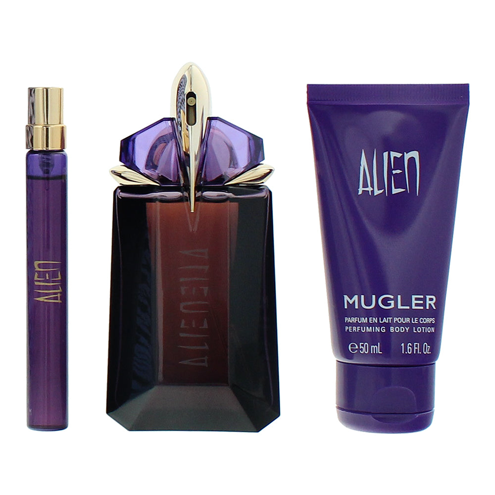 Mugler Alien 3 Piece Gift Set: Eau de Parfum 60ml - Eau de Parfum 10ml - - Product