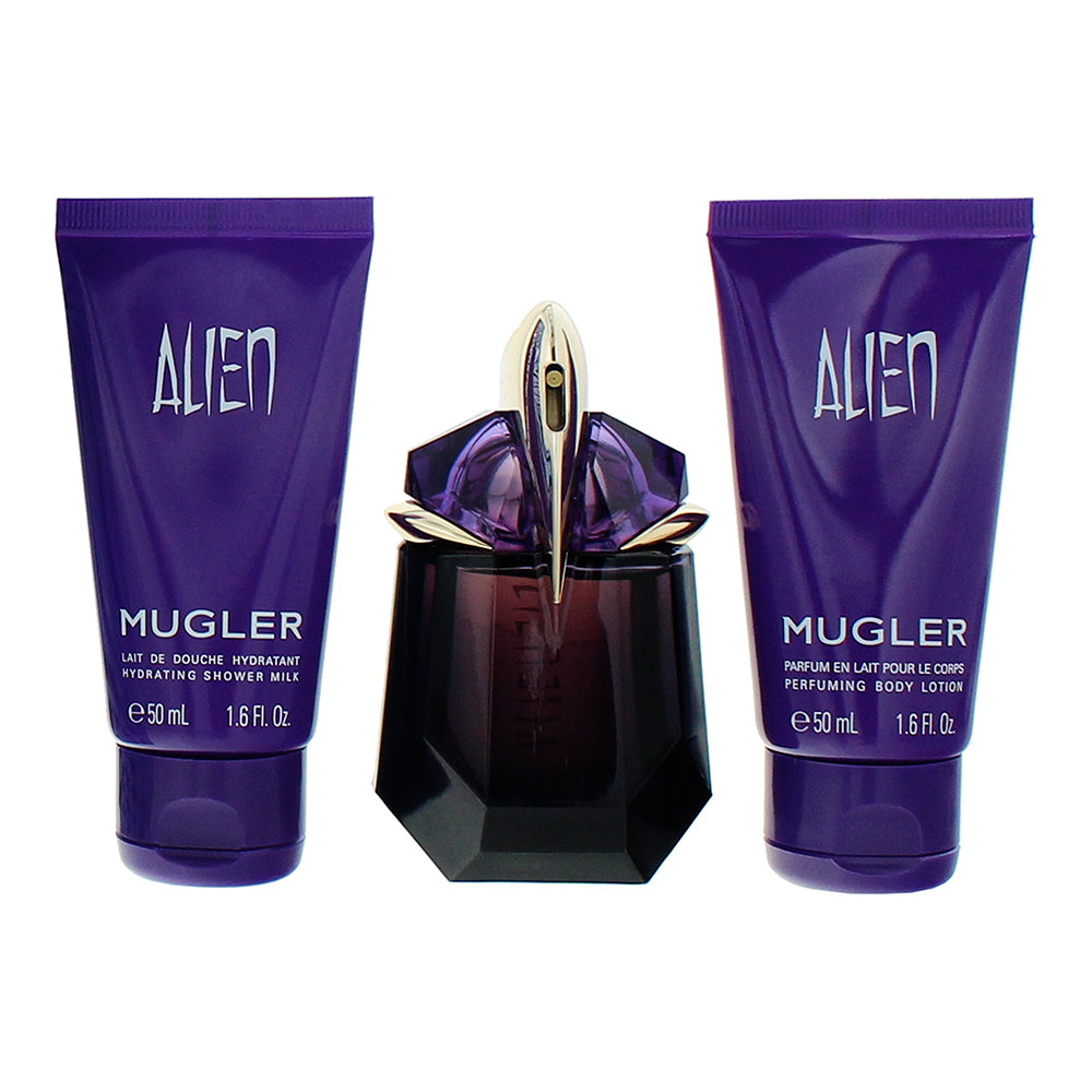 Mugler Alien 3 Piece Gift Set: Eau de Parfum 30ml - Body Lotion 50ml - Shower Ge - Product
