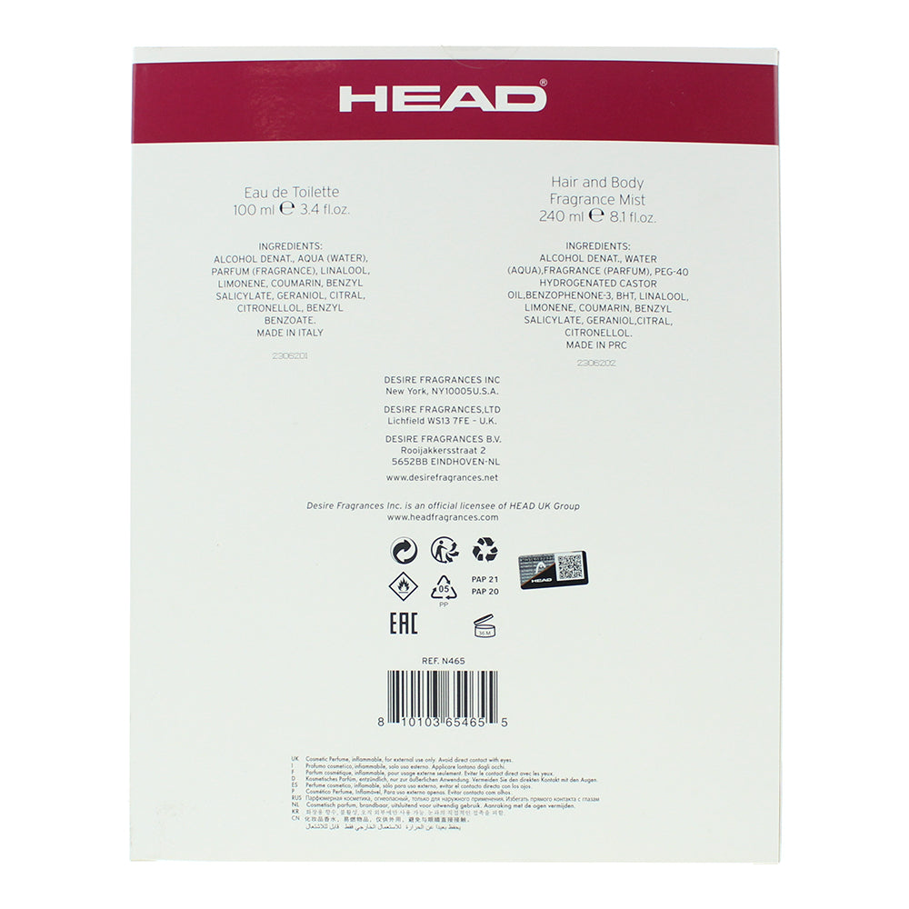 Head Elite 2 Piece Gift Set: Eau de Toilette 100ml - Fragrance Mist 240ml