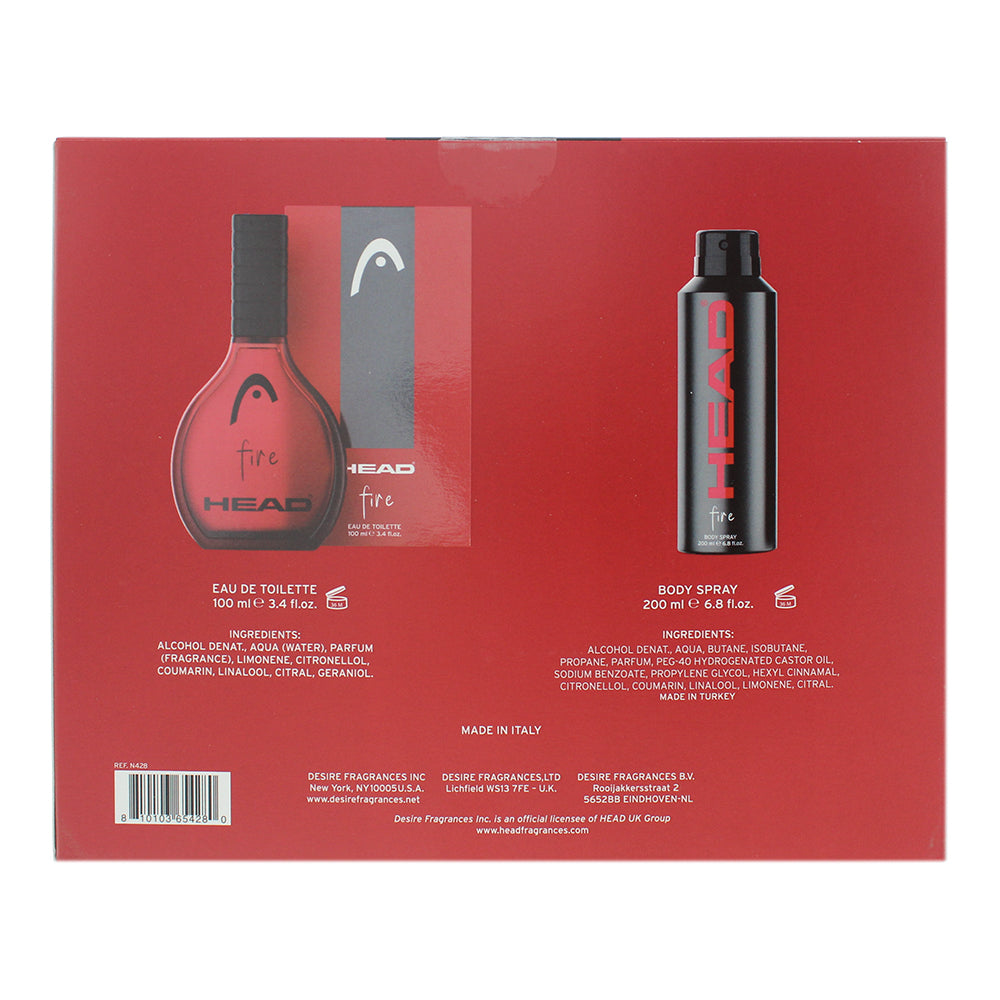 Head Fire 2 Piece Gift Set: Eau de Toilette 100ml - Deodorant Spray 200ml