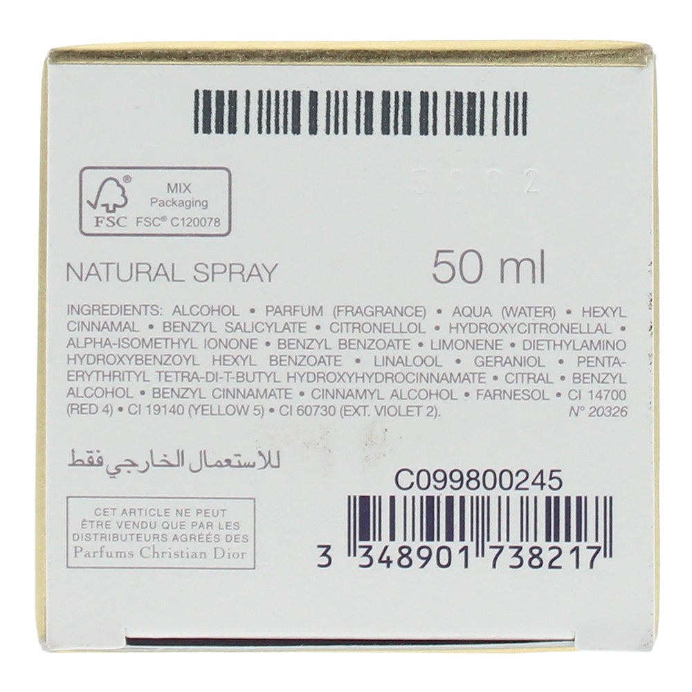 Dior J'adore Eau de Parfum 50ml - Ingredients