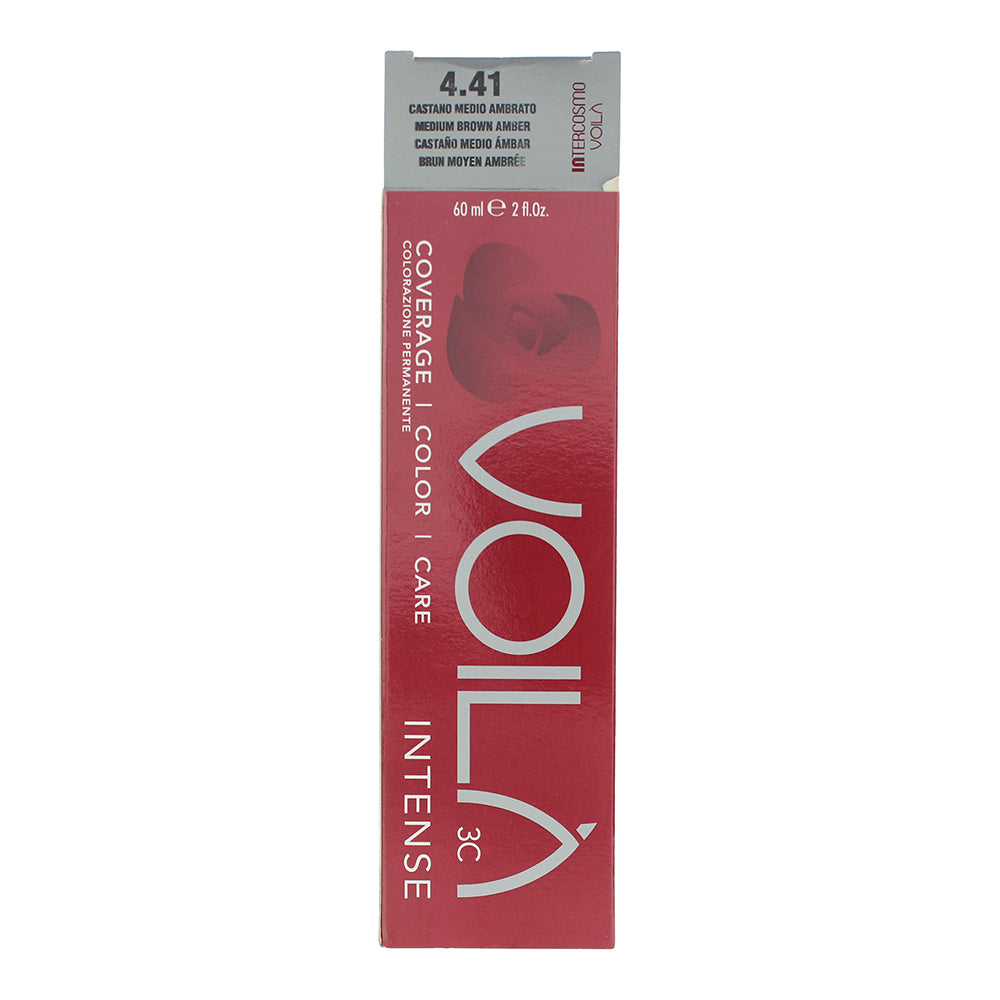 Intercosmo Voilà 3C Intense 4.41 Medium Brown Amber Hair Colour 60ml - Box