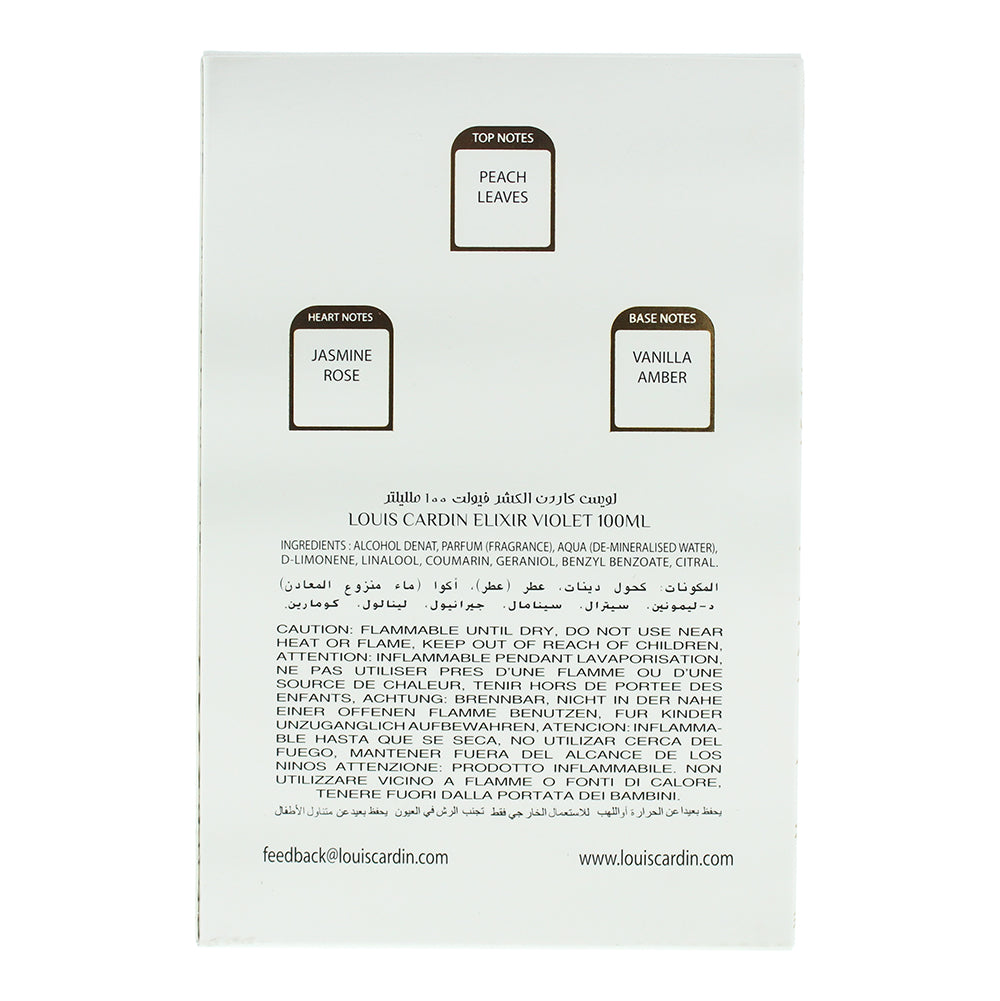 Louis Cardin Elixir Violet Eau de Parfum 100ml - Ingredients