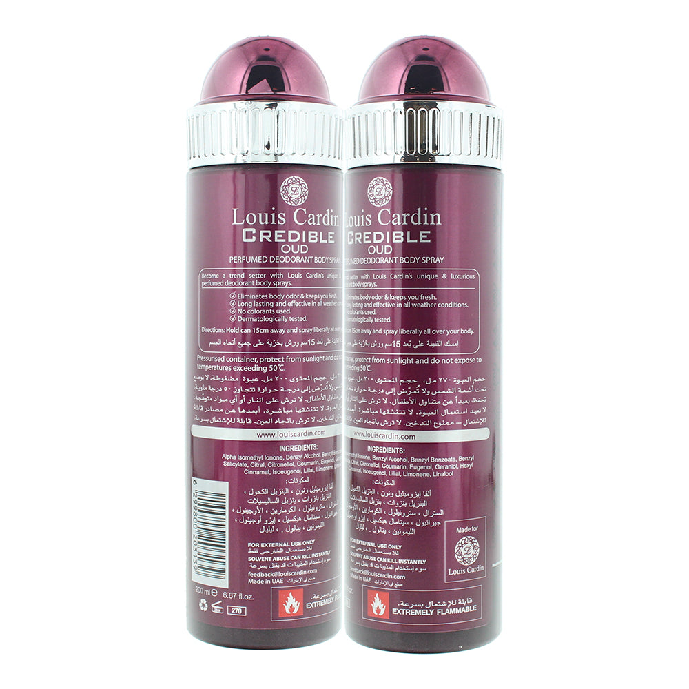 Louis Cardin Credible Oud Homme Perfumed Deodorant Body Spray 200ml