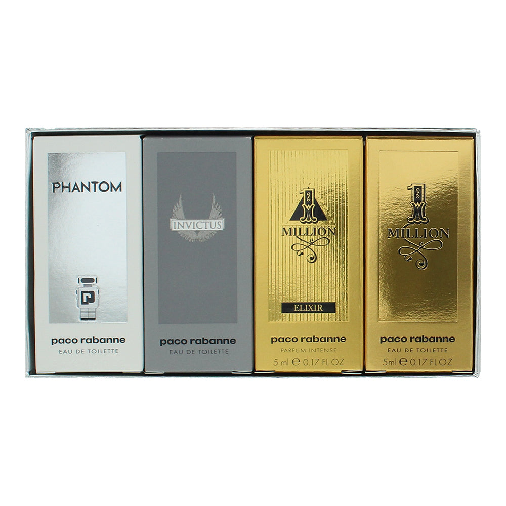 Paco Rabanne 4 Piece Gift Set: 1 Million Elixir Parfum 5ml - Phantom Eau de Toil - Box