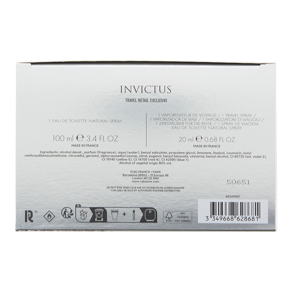 Paco Rabanne Invictus 2 Piece Gift Set: Eau de Toilette 100ml - Eau de Toilette