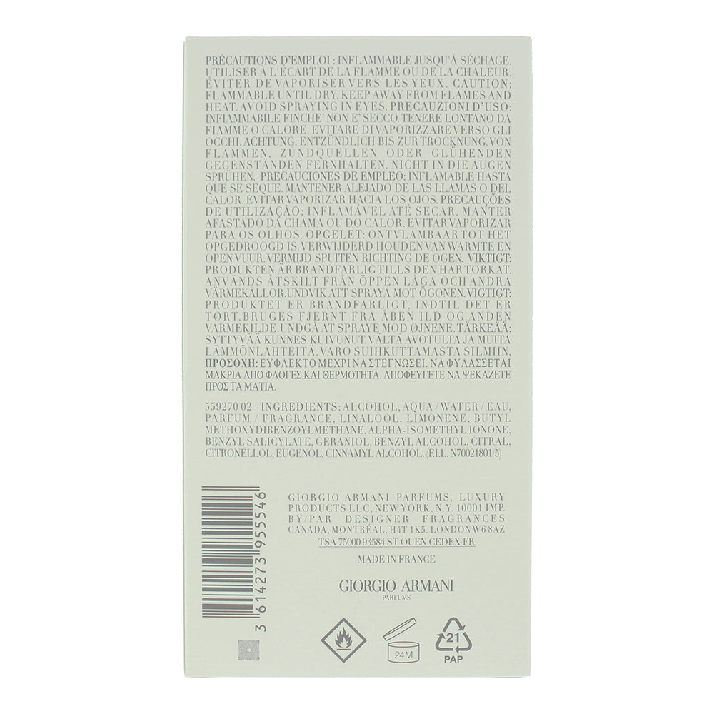 Giorgio Armani Acqua Di Giò Reffilable Eau de Toilette 100ml