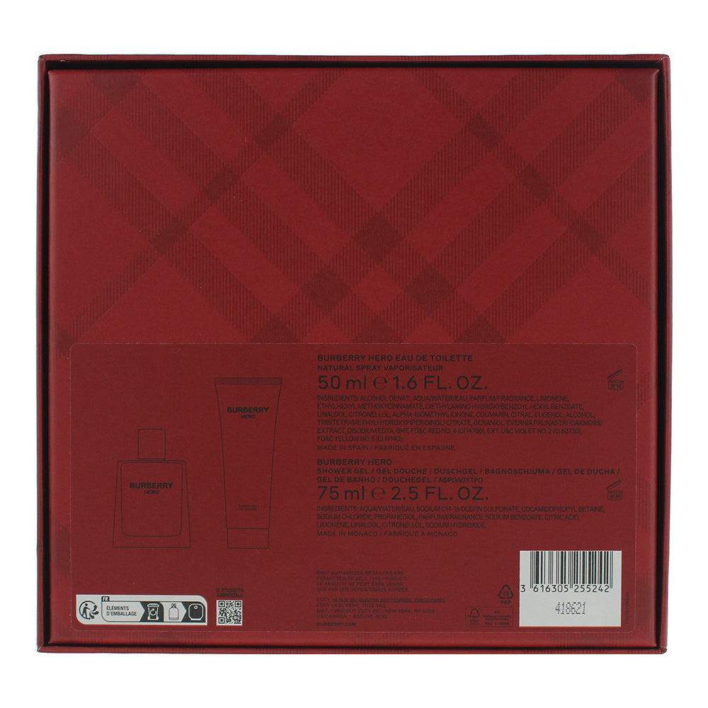 Burberry Hero 2 Piece Gift Set: Eau de Toilette 50ml - Shower Gel 75ml