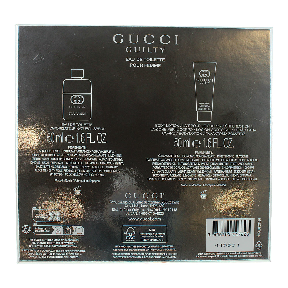 Gucci Guilty Pour Femme 2 Piece Gift Set: Eau de Toilette 50ml - Body Lotion 50m