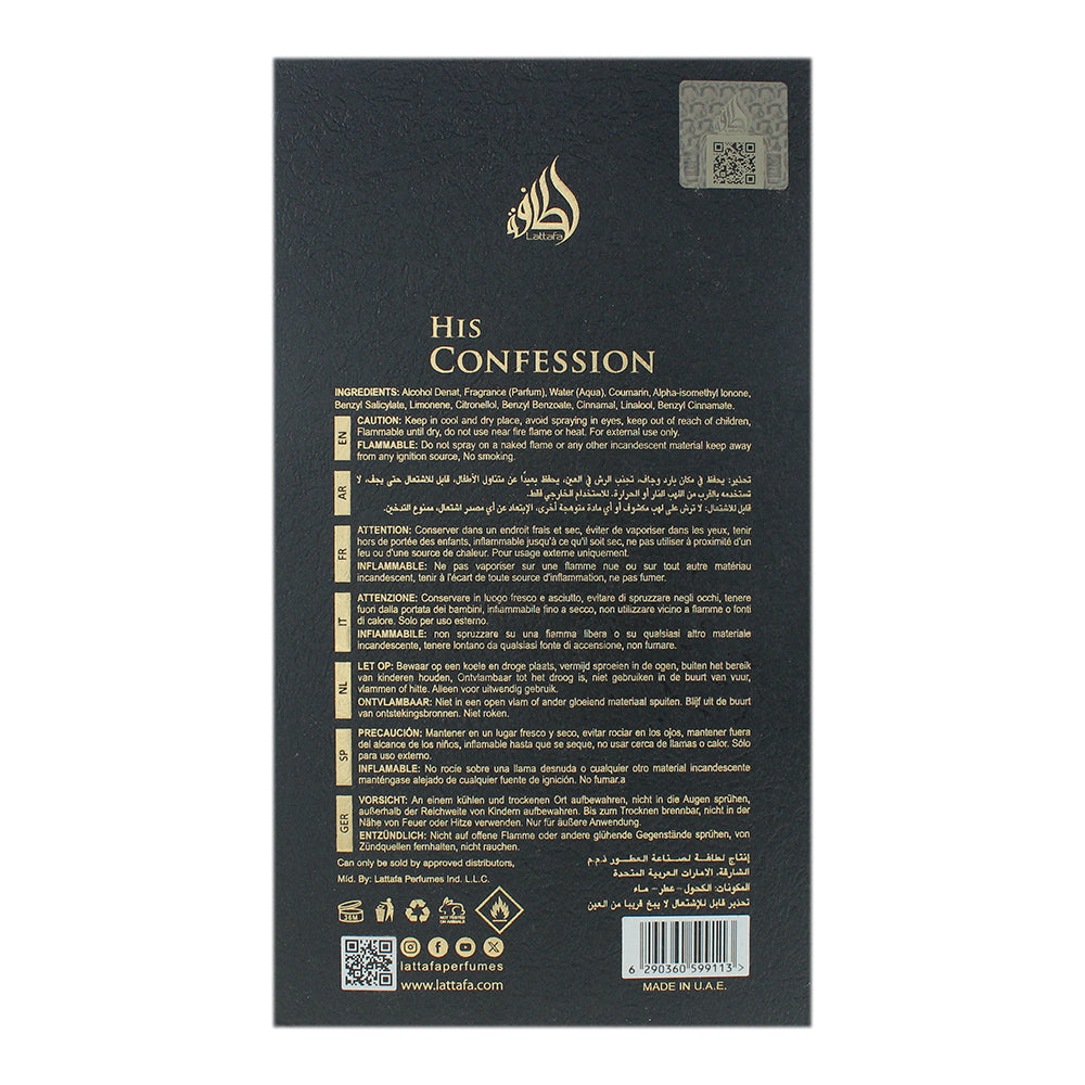 Lattafa His Confession Eau de Parfum 100ml