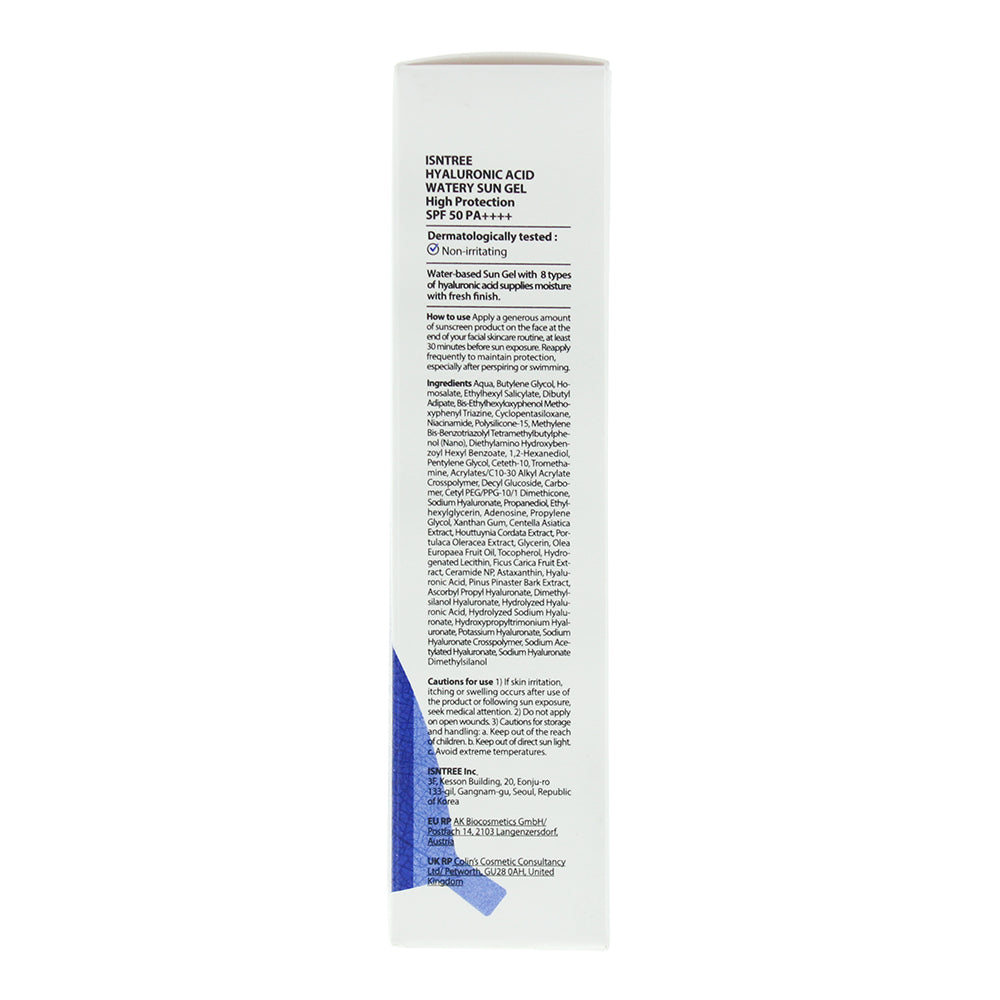 Isntree Hyaluronic Acid Watery Spf 50ml Sun Gel 50ml - Ingredients