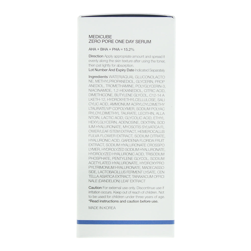 Medicube Zero Pore One Day Serum 30ml - Ingredients