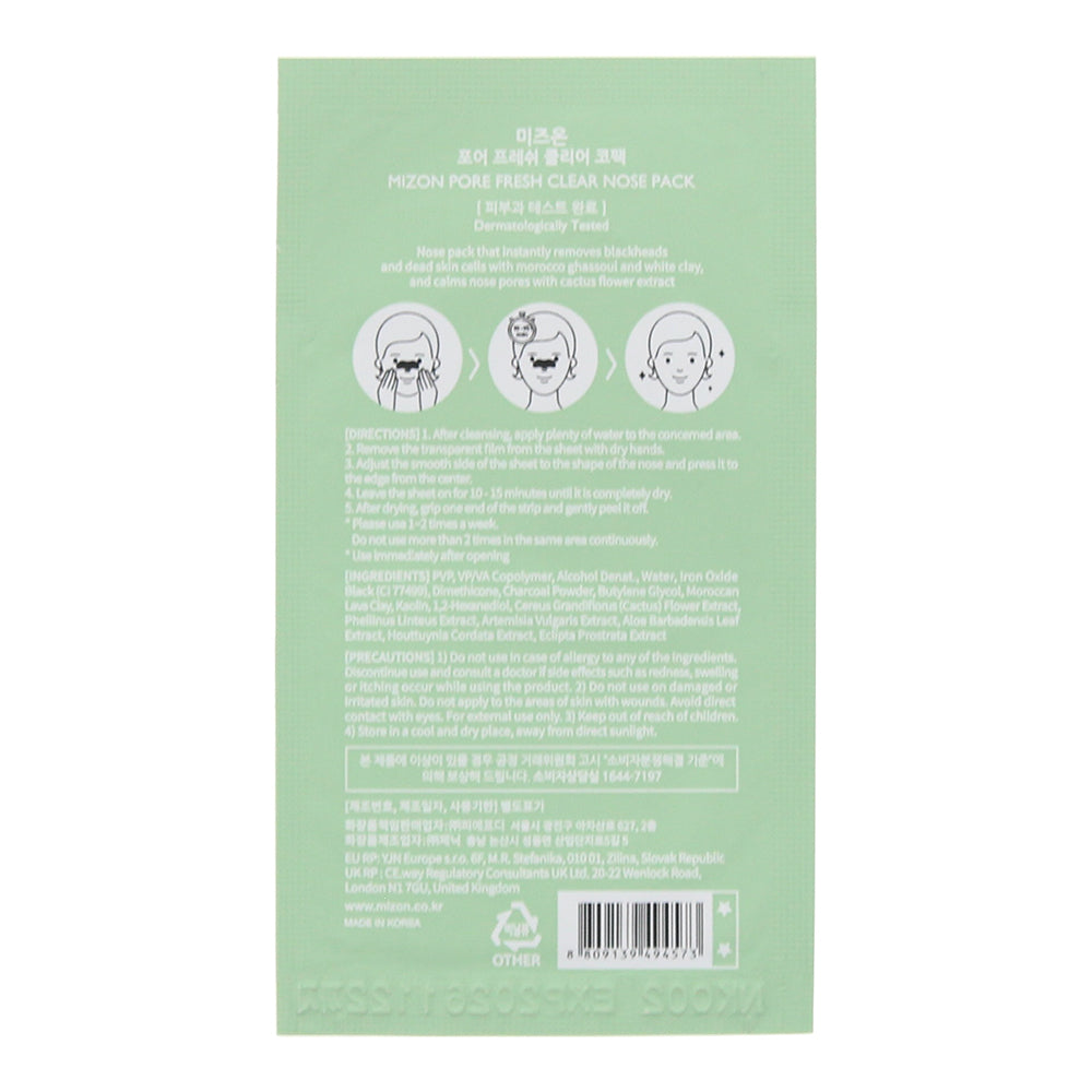 Mizon Pore Fresh Clear Nose Strip 1pc - Ingredients