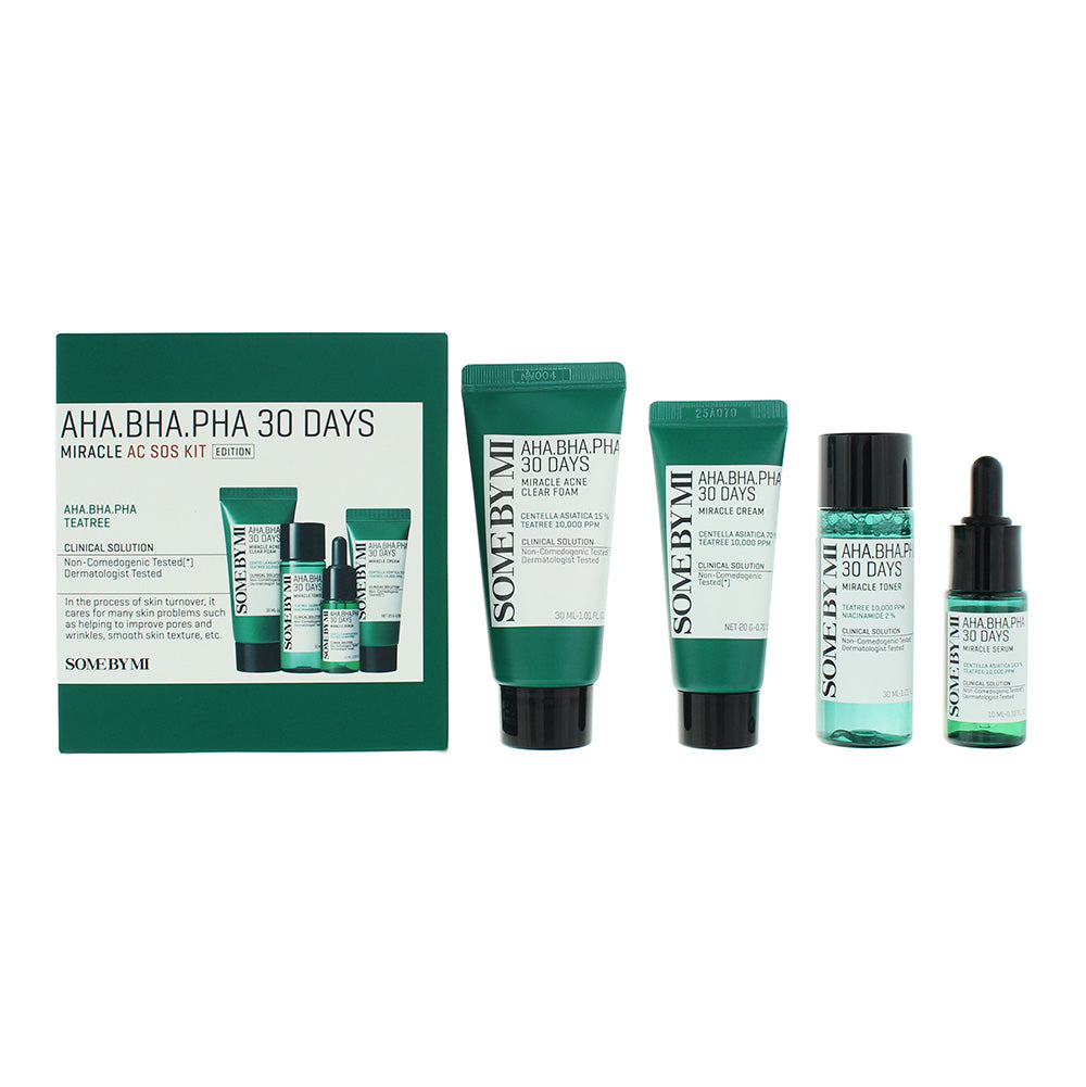 Some By Mi 30 days AHA  BHA  PHA Miracle Acne Sos Kit 4 Piece Gift Set: Cleansin